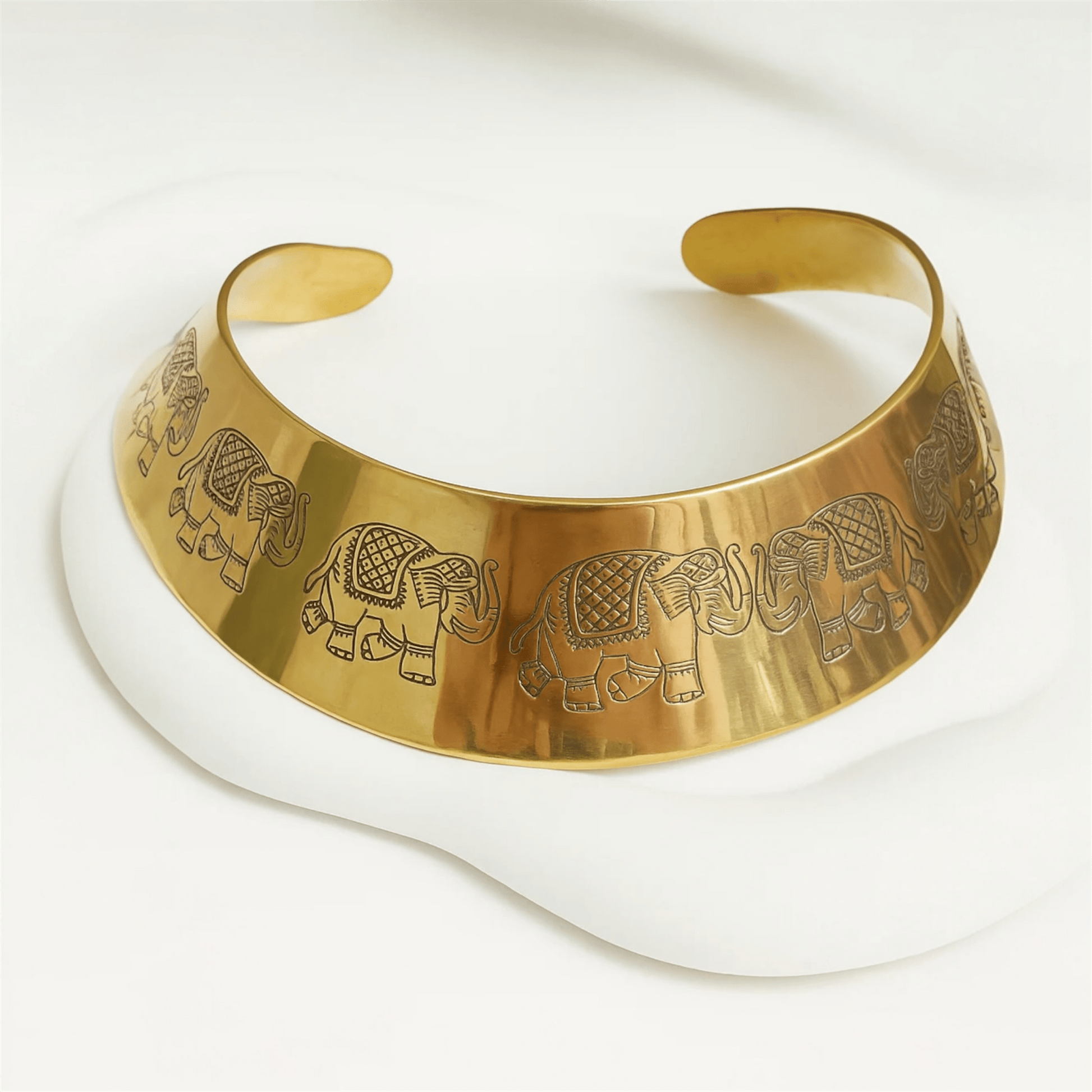 Naarya Jewels Engraved Elephant Choker (Anti Tarnish)