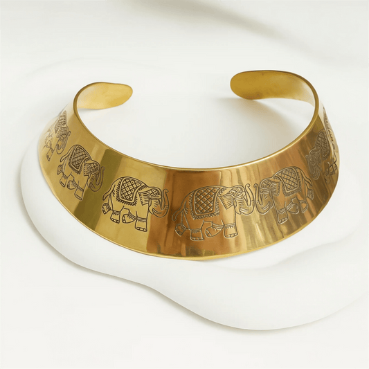 Naarya Jewels Engraved Elephant Choker (Anti Tarnish)