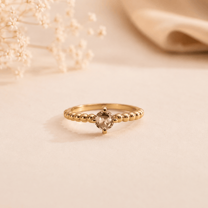 Naarya Jewels Citrine / 12 Peridot Beaded Solitaire Ring