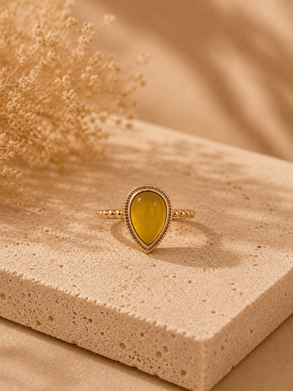 Naarya Jewels Agate Honey quartz / 12 Pear cut Gold stone  Ring