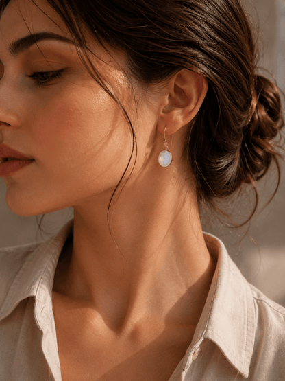 Naarya Jewels Moon stone Turquoise Oval Drop Earrings