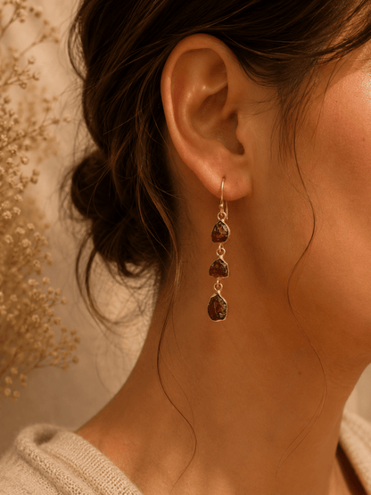 Naarya Jewels Garnet Amethyst Tier Drop Earrings