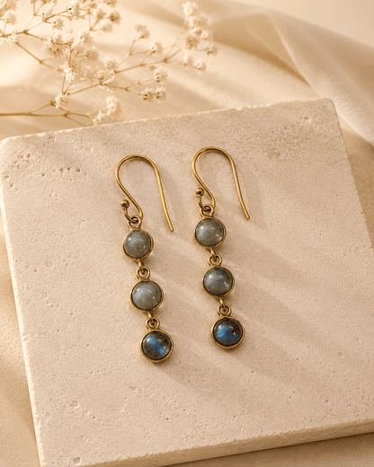 Naarya Jewels Labradorite Round Tier Drop Earrings