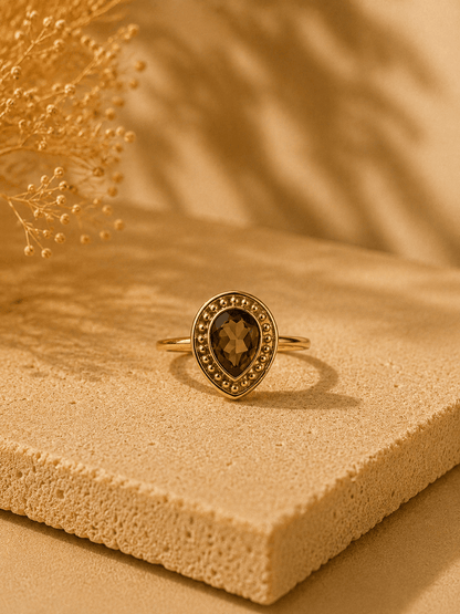 Naarya Jewels Pear-Cut  Beaded Halo Ring