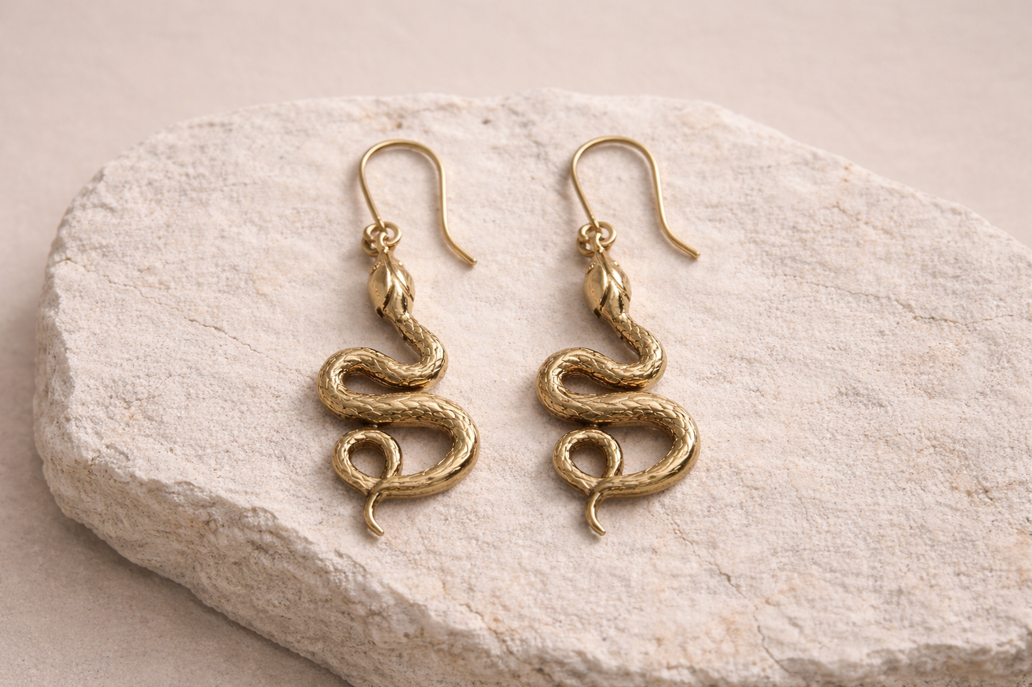 Interwined Snake Drop Brass Earrings (Anti Tarnish)