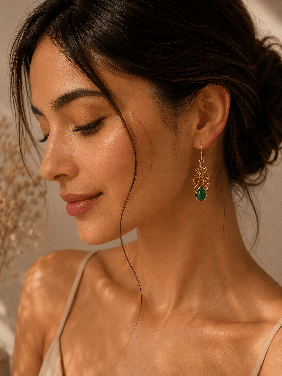 Naarya Jewels Emerald Filigree Isle Drop Earrings