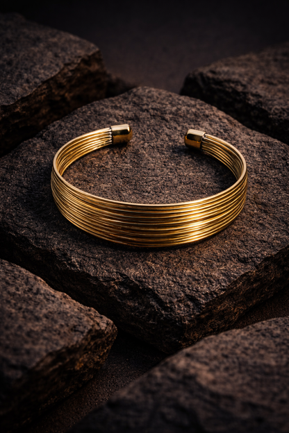 Multi Strand Gold Brass Cuff (Anti Tarnish)