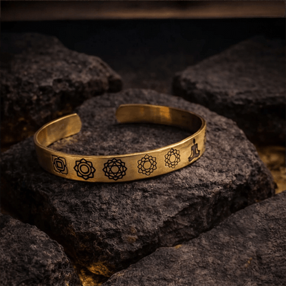 Naarya Jewels Engraved Chakra Harmony Brass Bangle (Anti Tarnish)