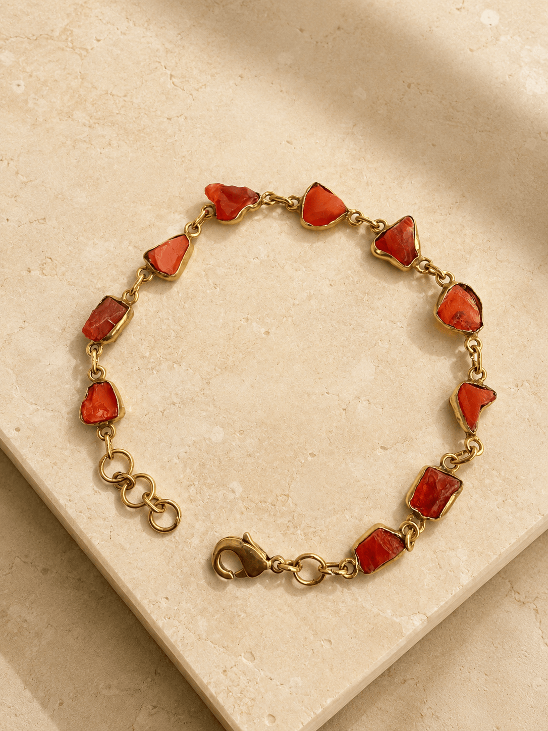 Naarya Jewels Orange chalcedony Raw Earth Gold Bracelet