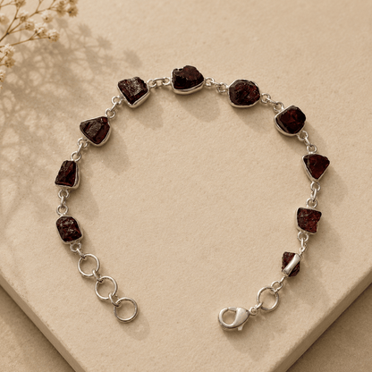 Naarya Jewels garnet Scarlet Silver velvet Bracelet