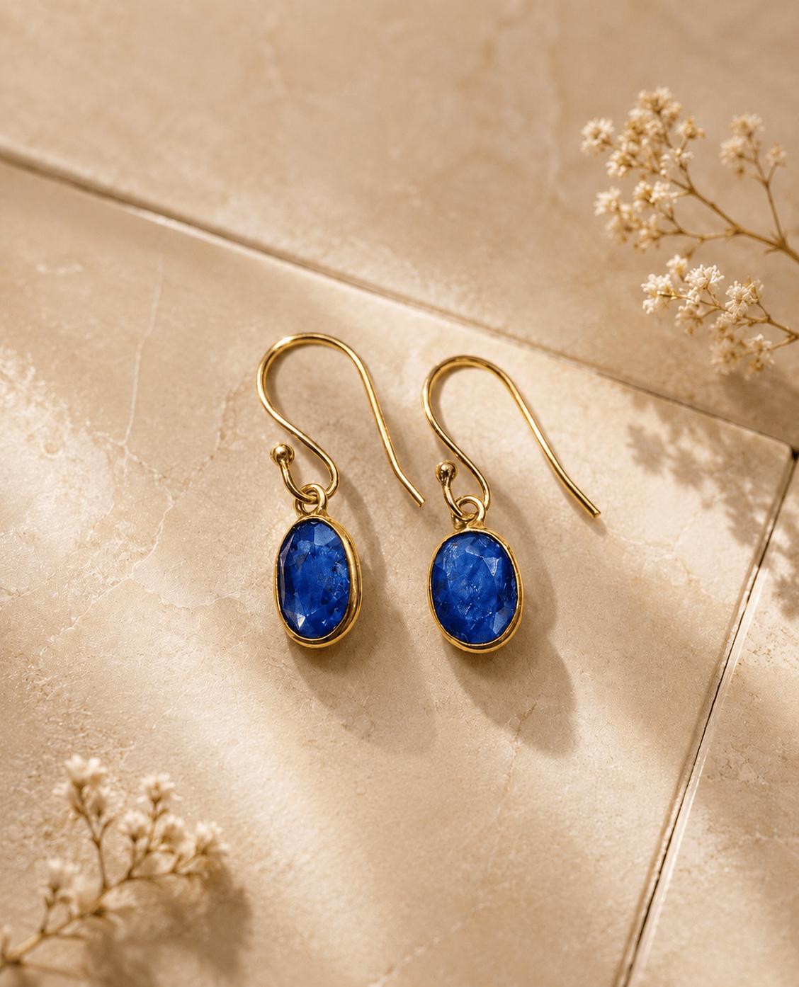 Naarya Jewels Blue Tangerine Turquoise Oval Drop Earrings