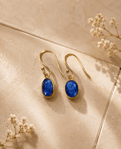Naarya Jewels Blue Tangerine Turquoise Oval Drop Earrings