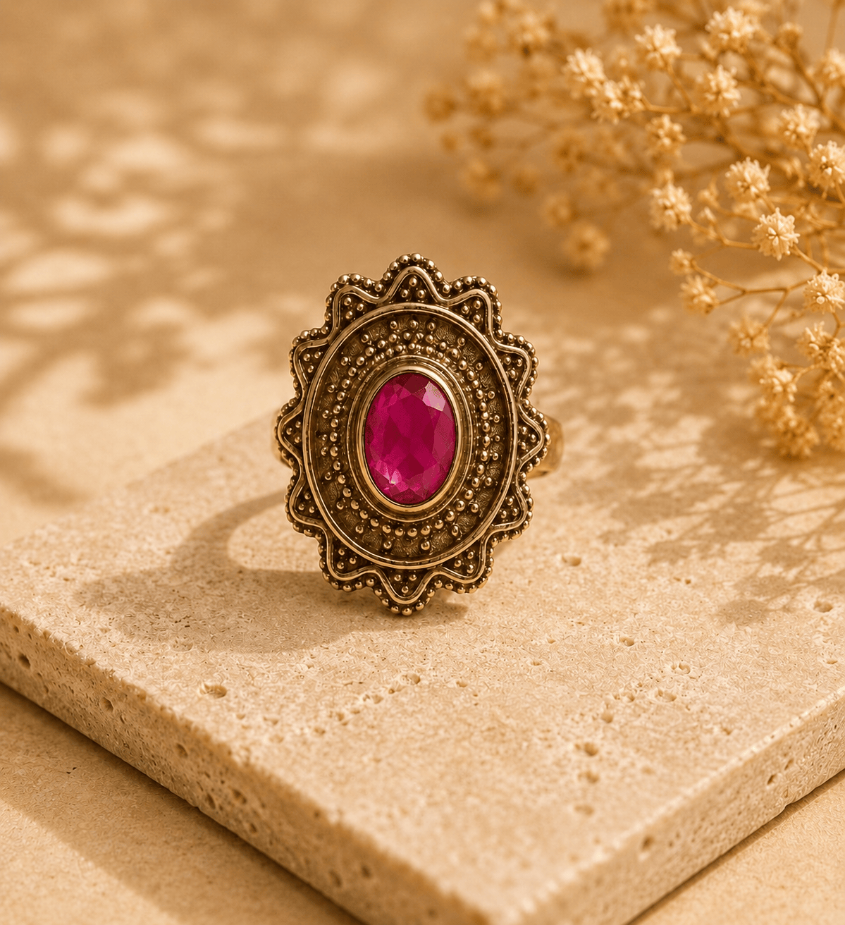 Naarya Jewels Ruby / 12 Sunlit Statement Majesty Ring