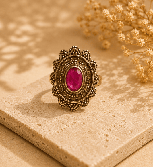 Naarya Jewels Ruby / 12 Sunlit Statement Majesty Ring