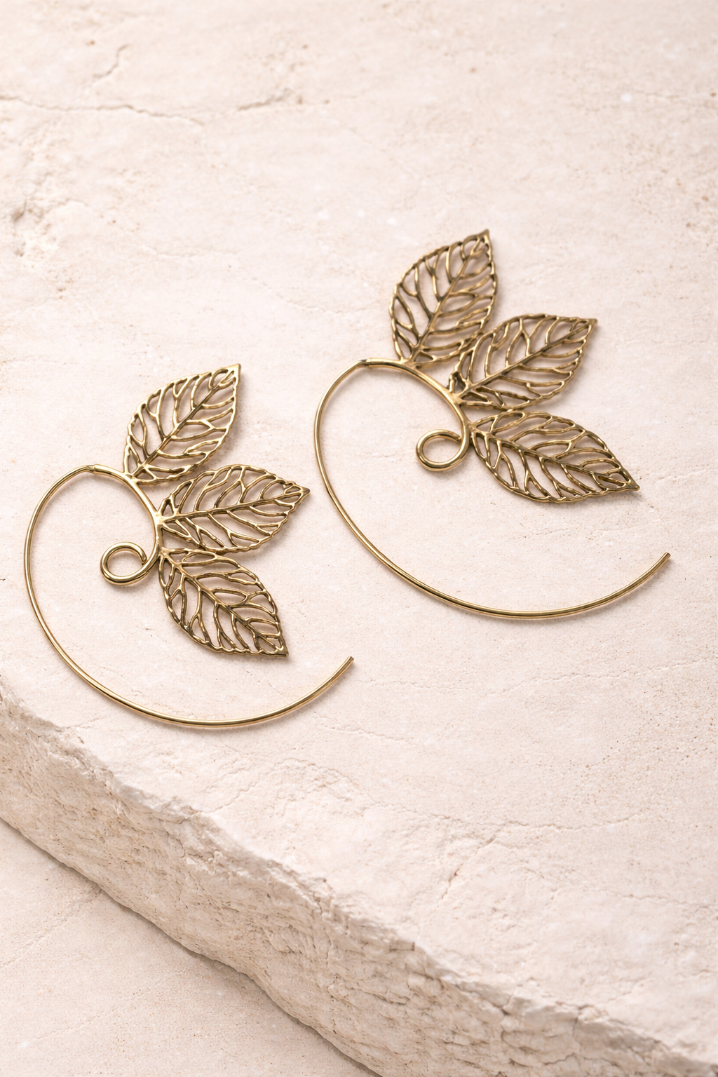 Golden Leaf Swirl Earrings