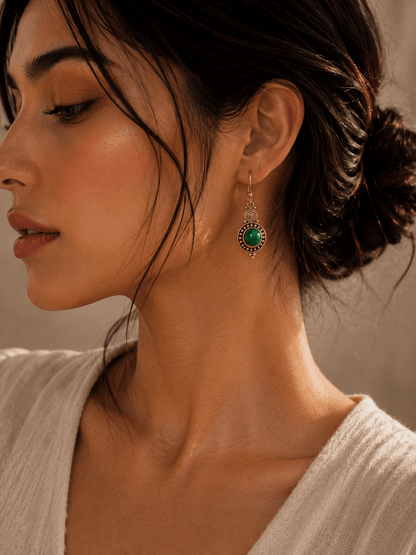 Naarya Jewels Earrings emerald Lapis Lazuli Tribal Drop Earrings