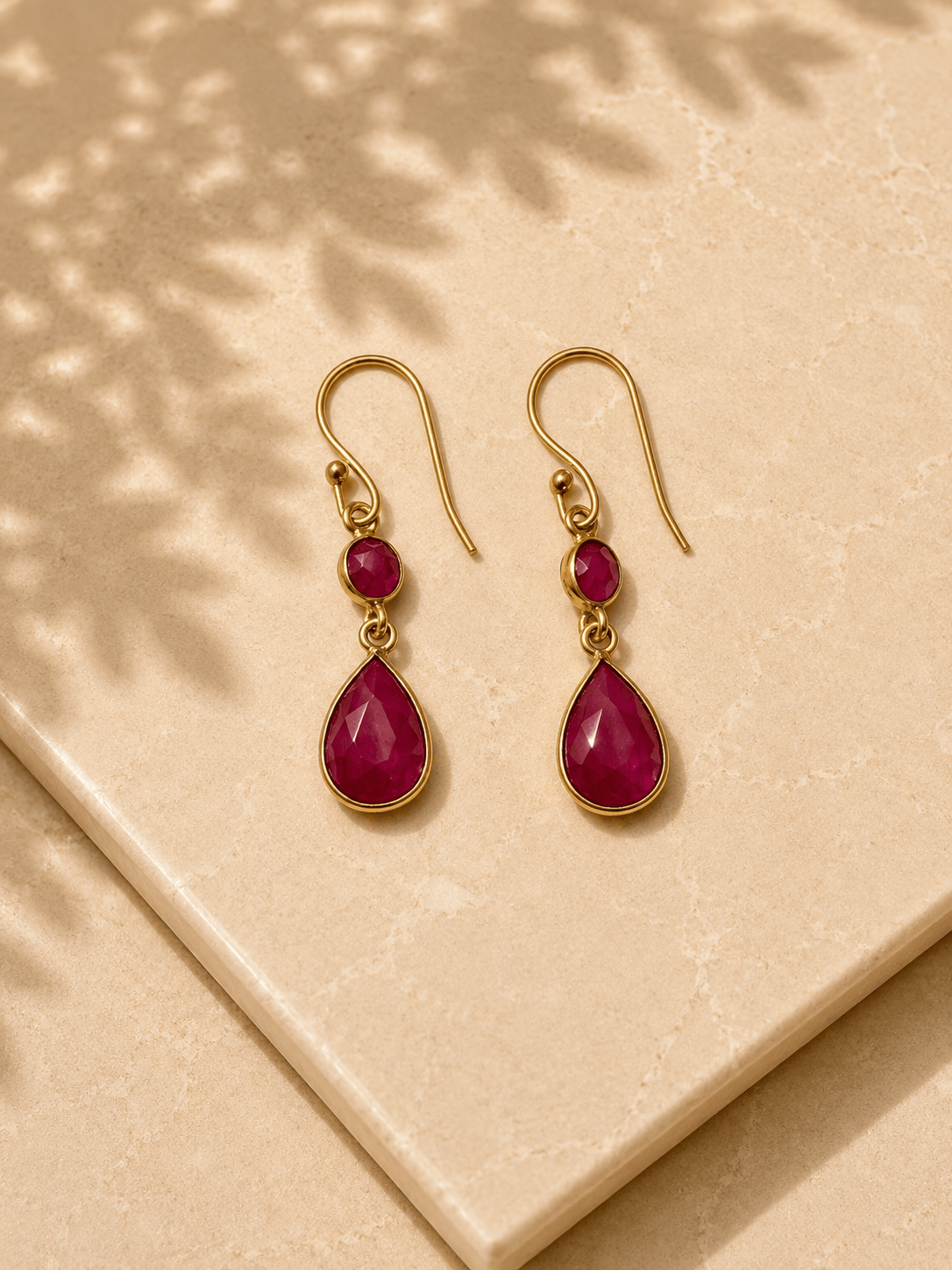 Naarya Jewels Ruby moonstone Dewdrop Earrings