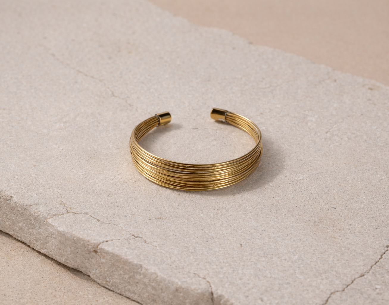 Multi Strand Gold Brass Cuff (Anti Tarnish)