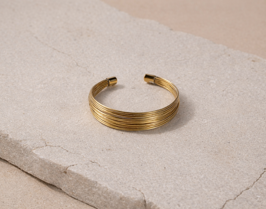 Multi Strand Gold Brass Cuff (Anti Tarnish)