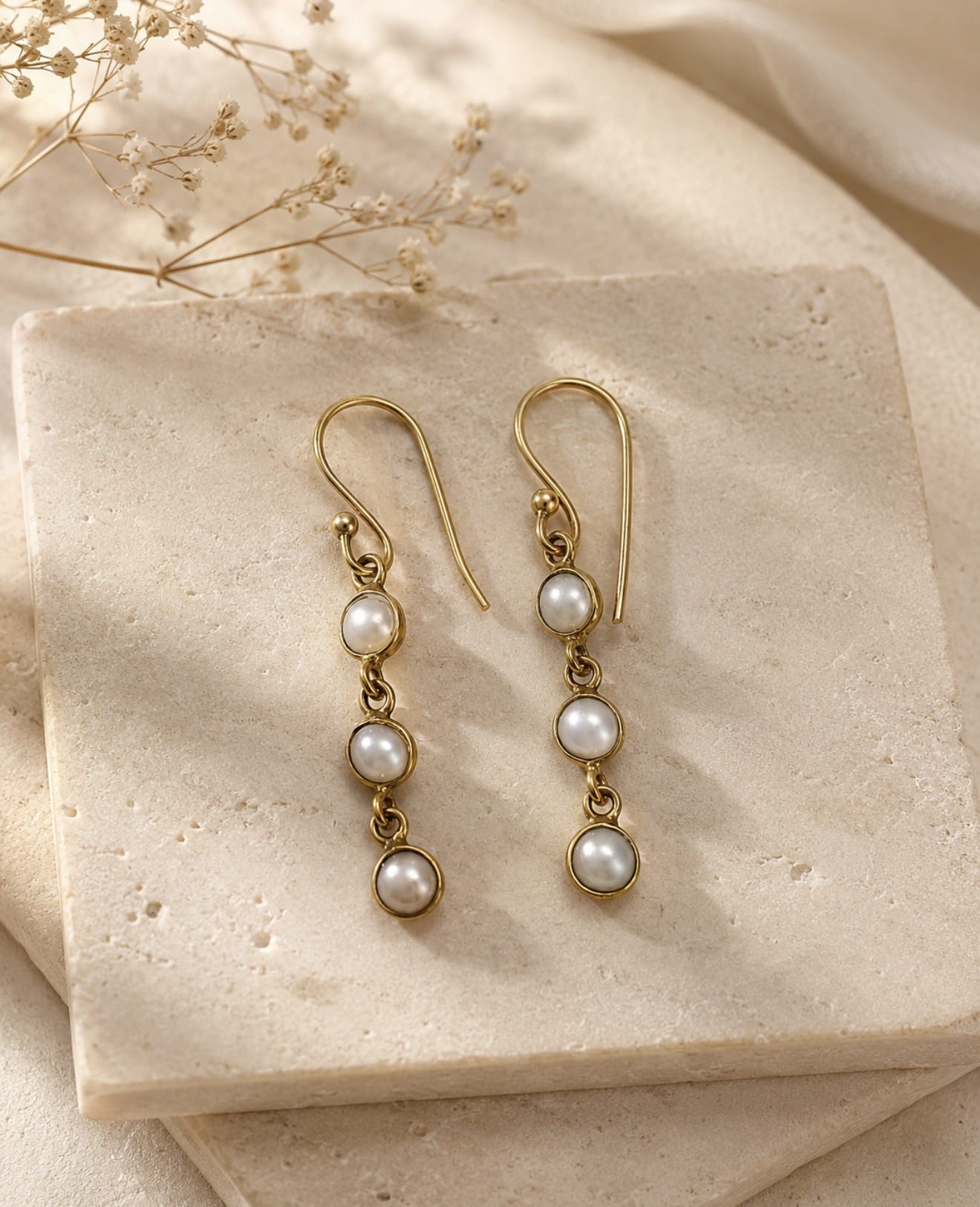Naarya Jewels Pearl Round Tier Drop Earrings