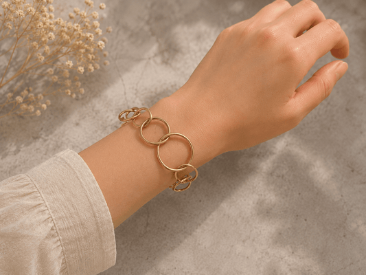 Naarya Jewels Circle Rectangular Link chain Handcrafted Bracelet (Anti-Tarnish )