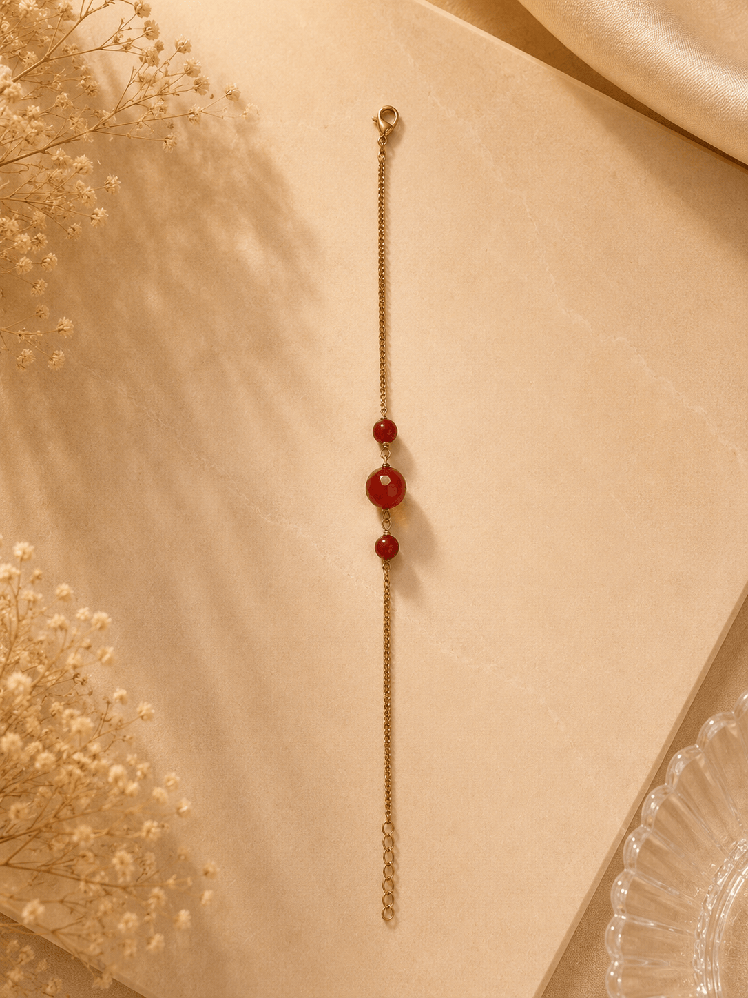 Naarya Jewels Orange chalcedony Classic Gemstone Rakhi Bracelet