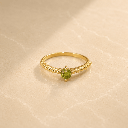 Naarya Jewels Peridot / 12 Peridot Beaded Solitaire Ring