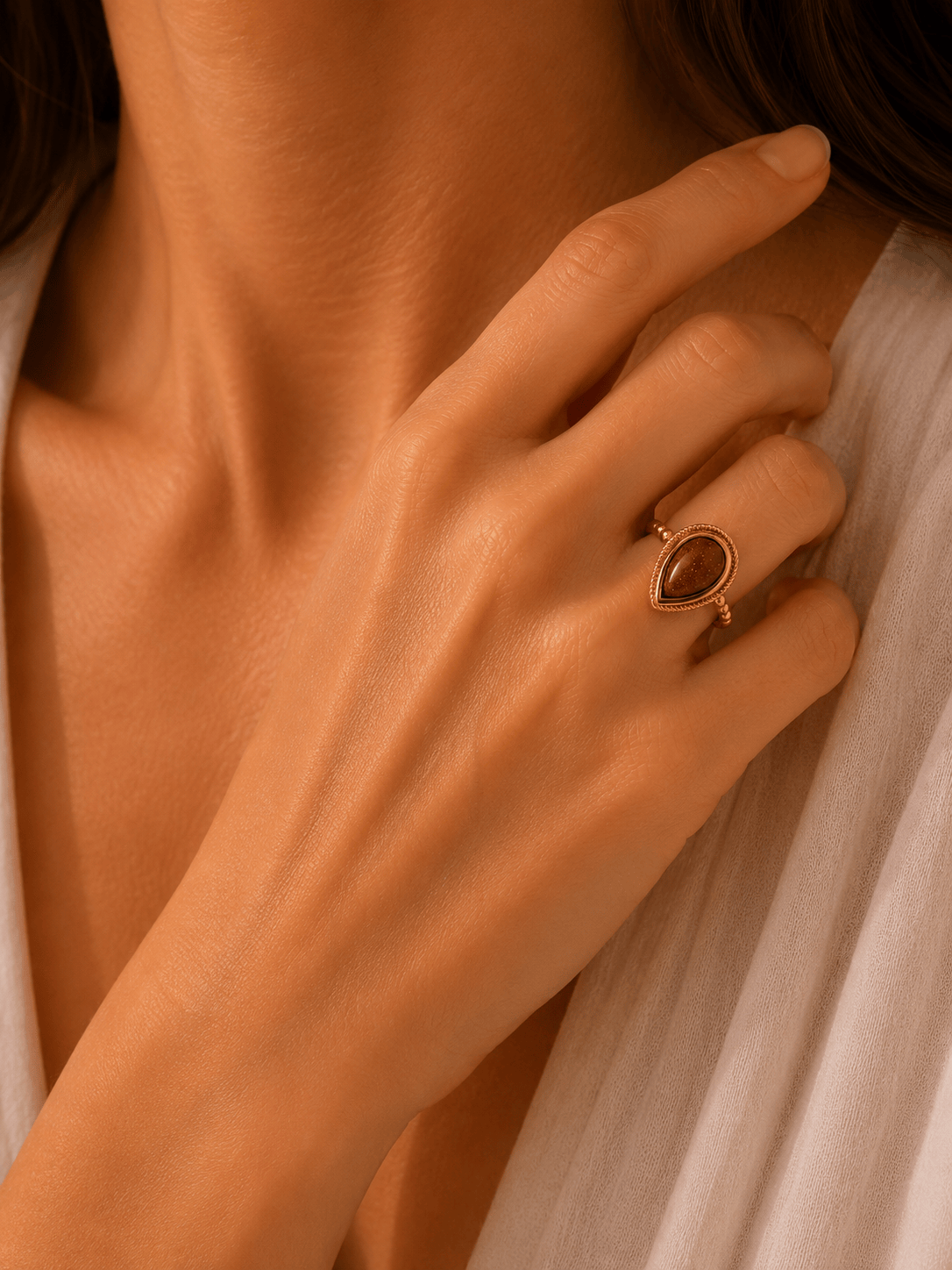 Naarya Jewels Goldstone Pear cut Ring