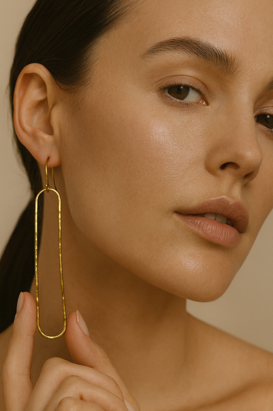 Golden Loop Drop Earrings  (Anti Tarnish)