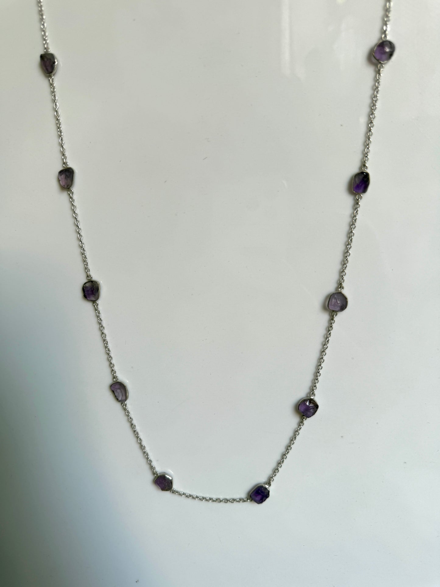 Naarya Jewels Silver / Amethyst Gems Silver / Gold Trail Necklace (single /Multi color)