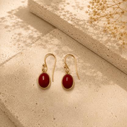 Naarya Jewels Red carnelian Red carnelian Oval Drop Earrings