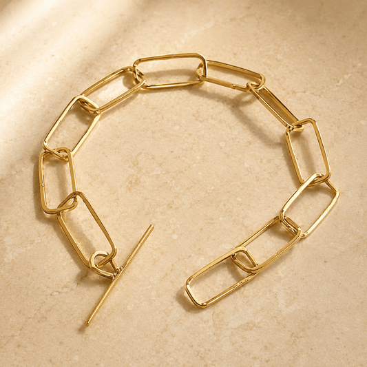 Naarya Jewels Rectangular Link chain Handcrafted Bracelet (Anti-Tarnish )