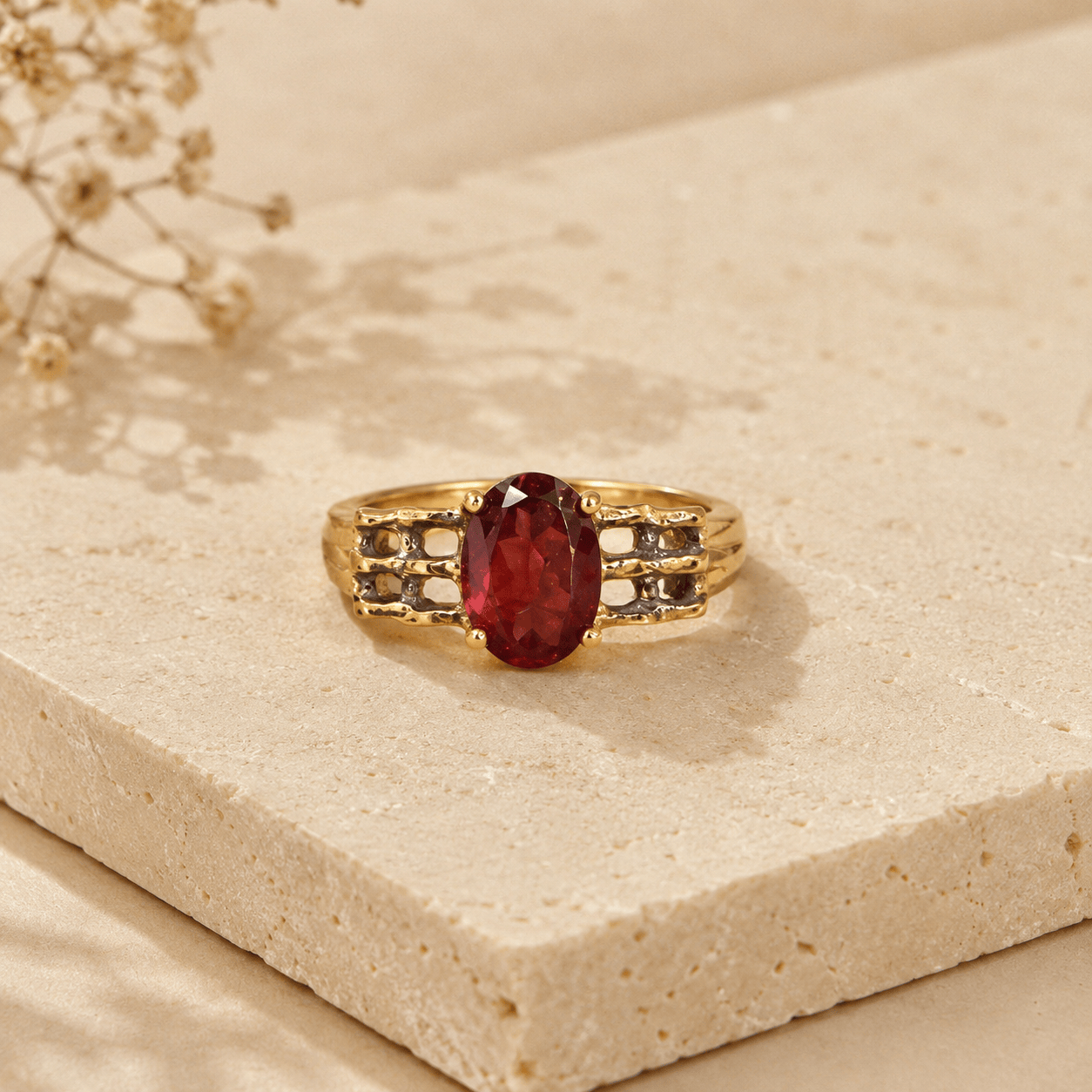 Naarya Jewels Rubellite / 10 Midnight Sapphire Filigree Ring