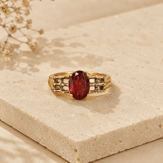 Naarya Jewels Rubellite / 10 Midnight Sapphire Filigree Ring