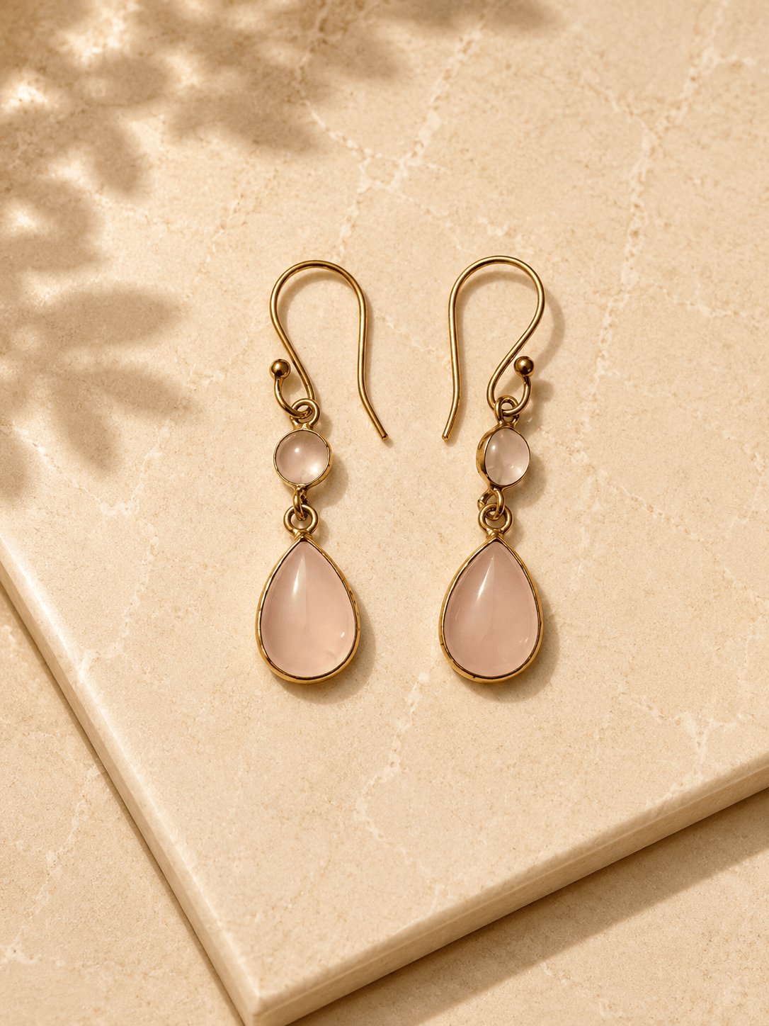 Naarya Jewels Pink opal moonstone Dewdrop Earrings