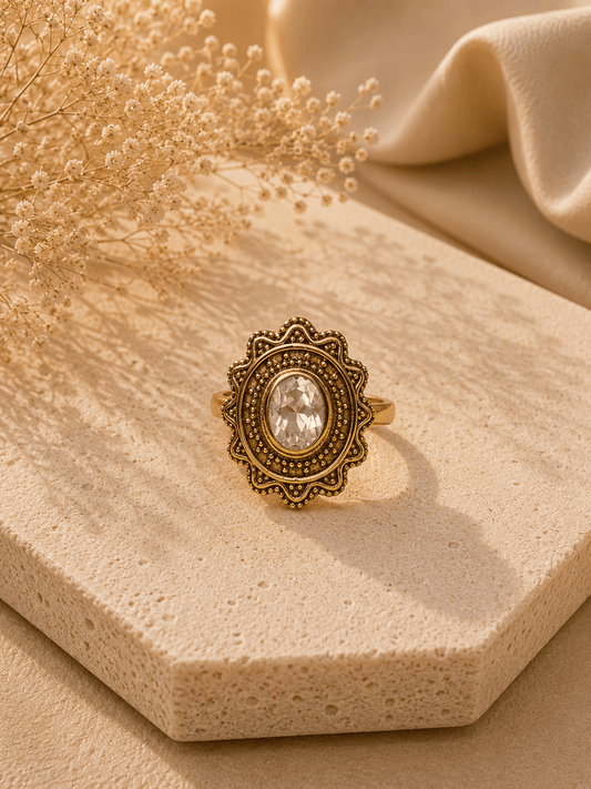 Naarya Jewels White Zircon / 12 Sunlit Statement Majesty Ring