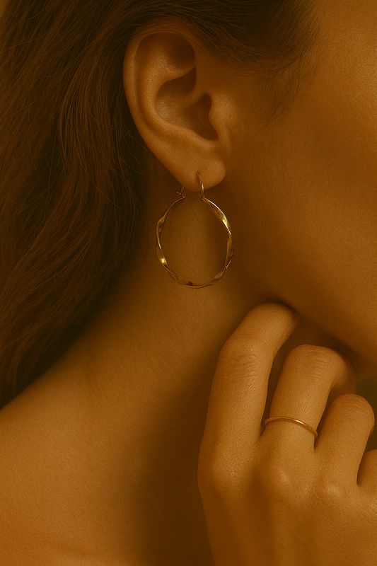 Twisted Gold Brass Hoop Earrings (Anti Tarnish)