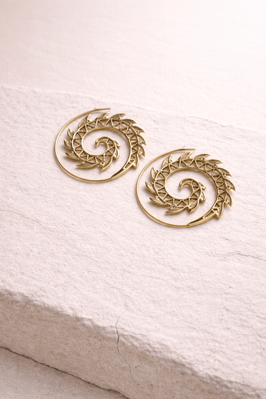 Naarya Jewels Leaf Swirl Brass Earring (Anti Tarnish )