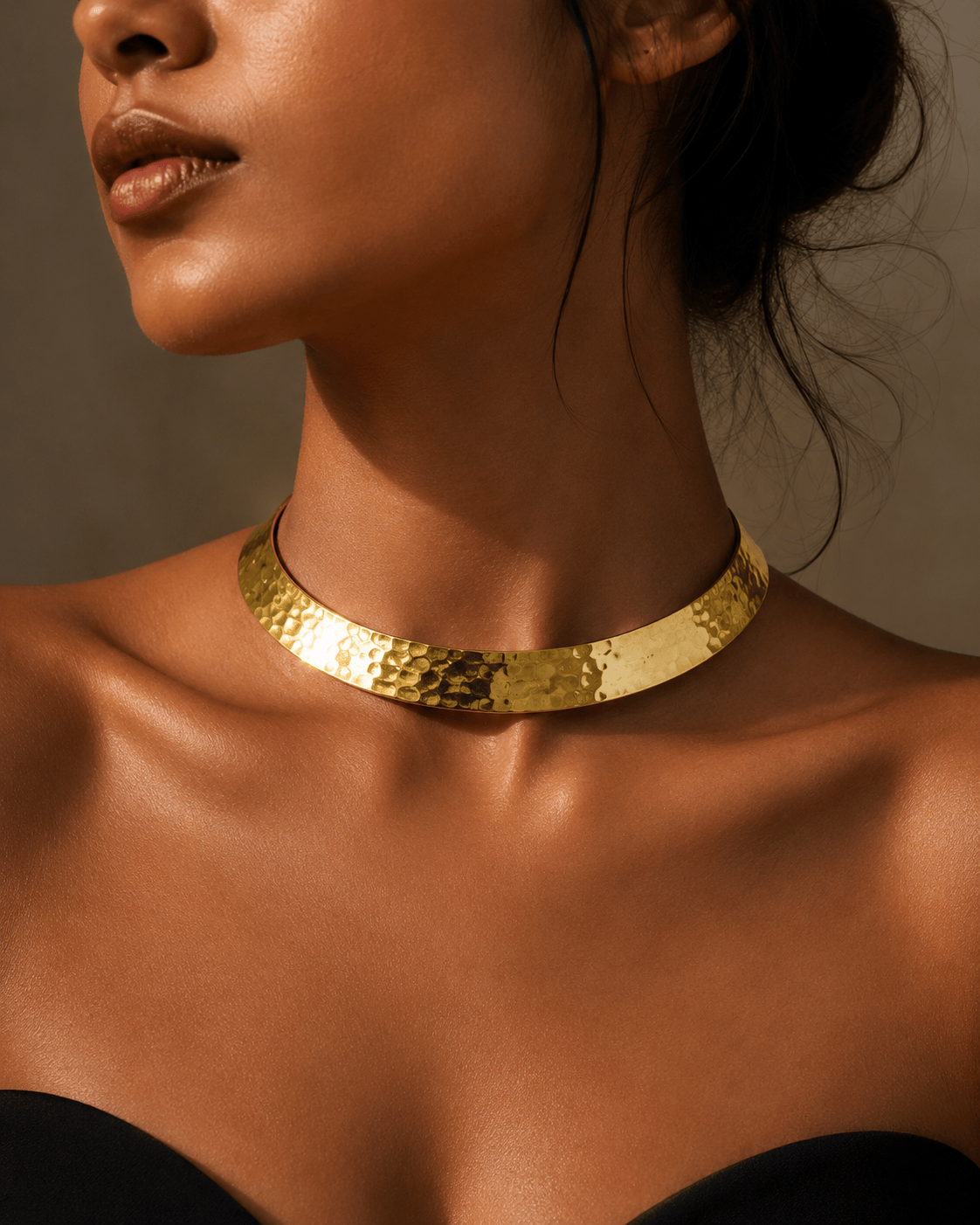 Naarya Jewels Hammered Brass Collar Necklace (Anti Tarnish)