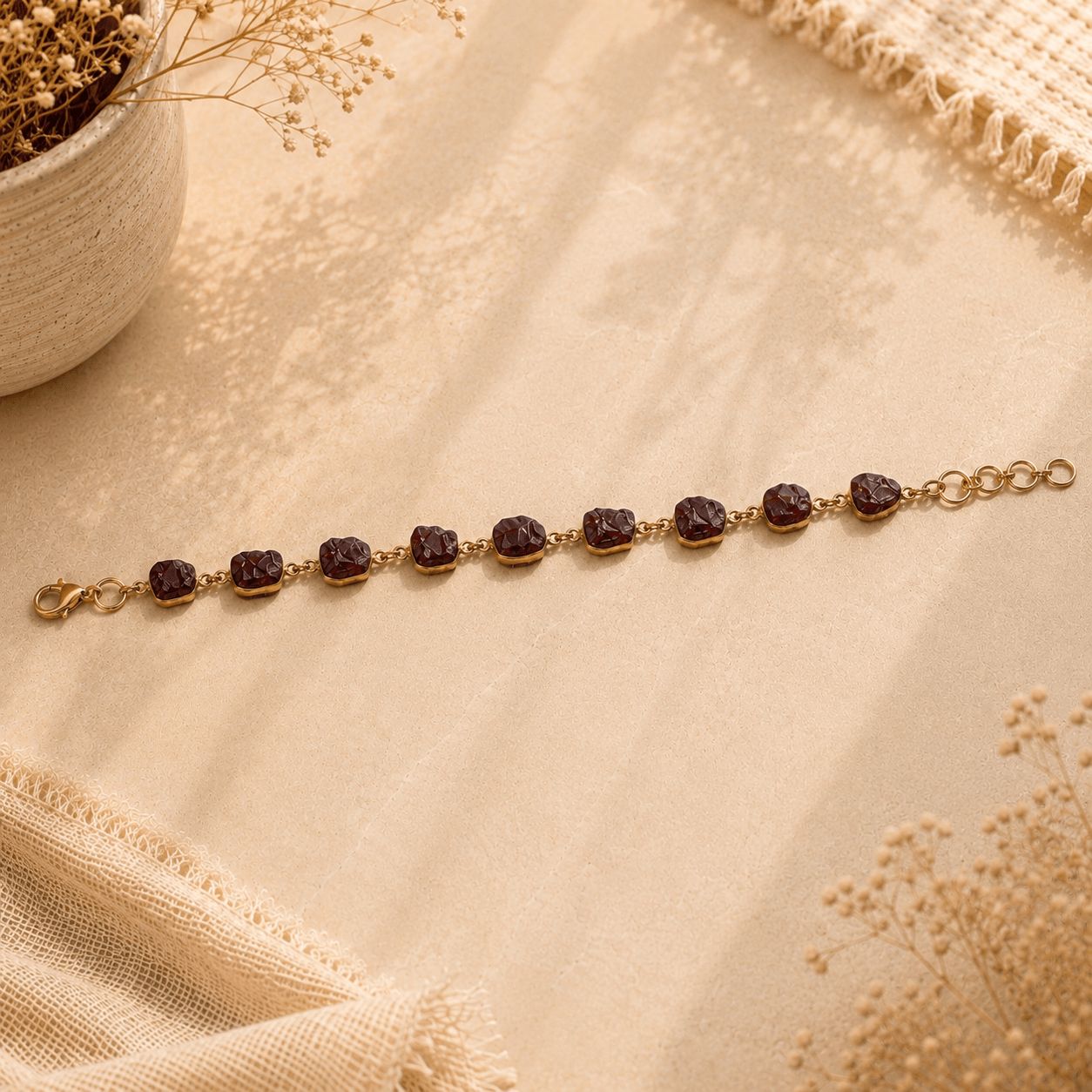 Naarya Jewels Raw Earth Garnet Raw Earth Gold Bracelet