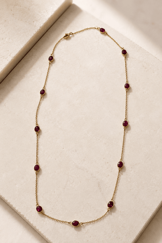 Naarya Jewels Rubilite Gemstone Chain Necklace