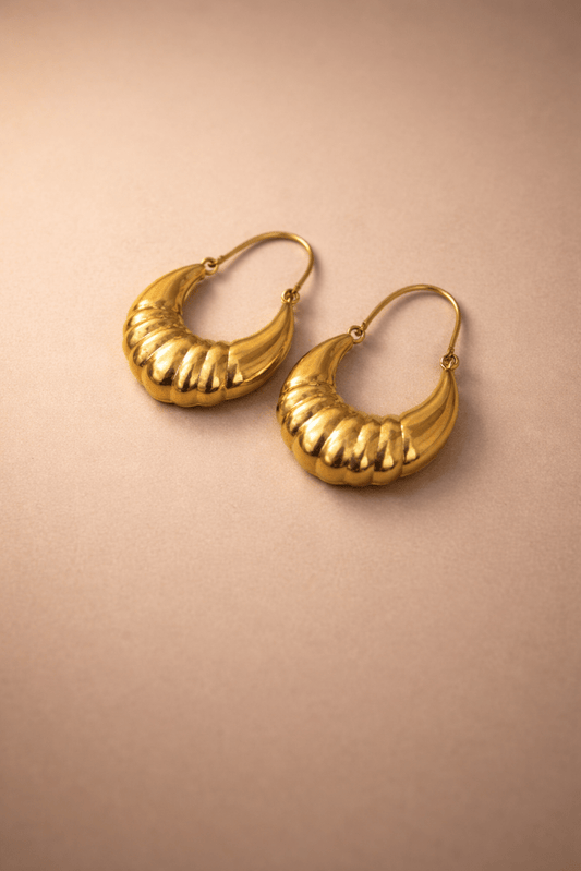 Naarya Jewels Demi Circle Gold Hoop Earrings  (Anti Tarnish)