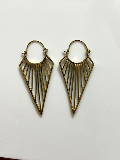 Modern Tribal Drop Brass Earrings (Anti Tarnish)