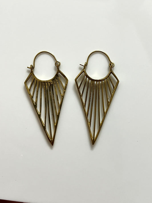 Modern Tribal Drop Brass Earrings (Anti Tarnish)