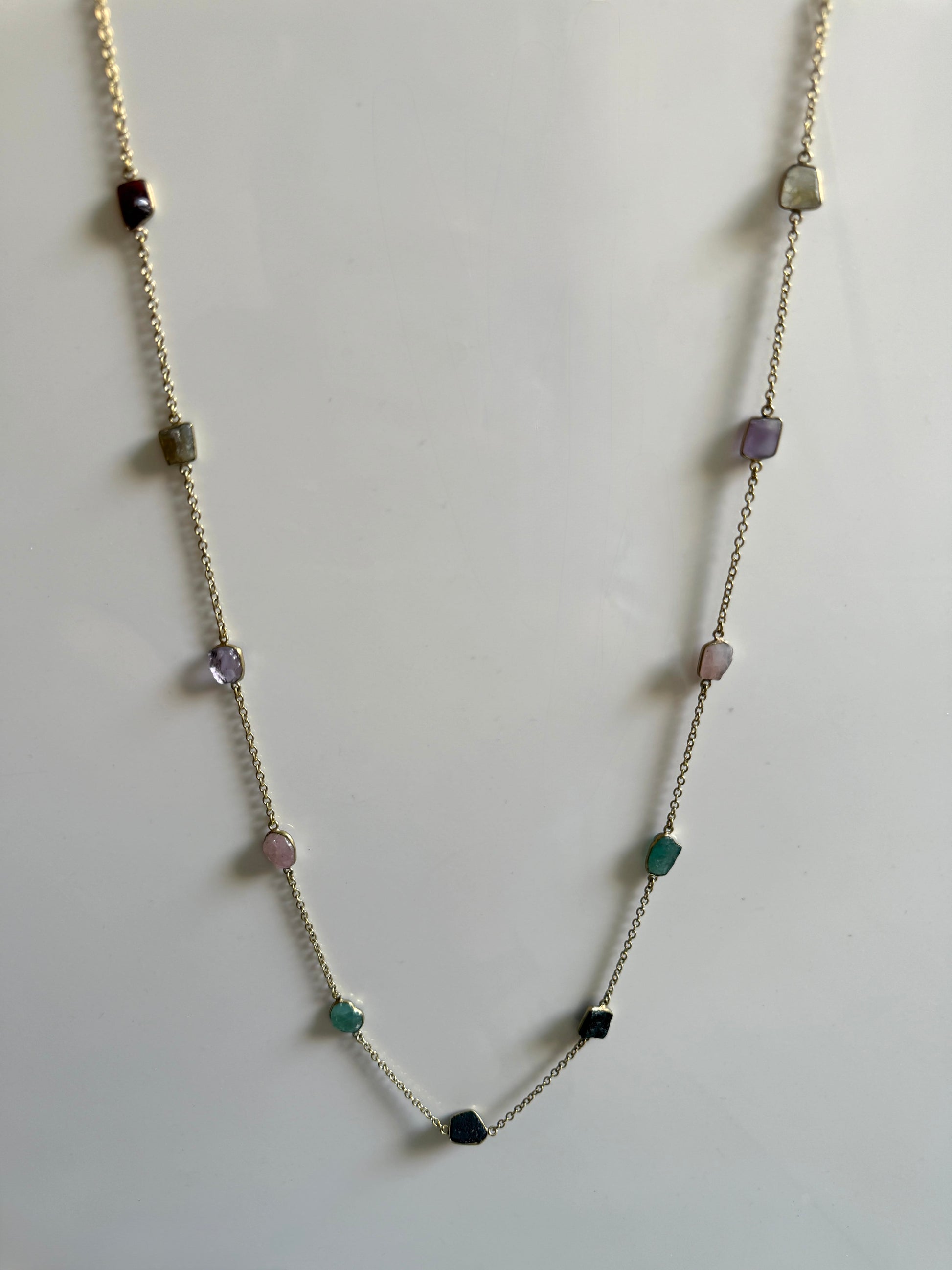 Naarya Jewels Gold / Multi Stone Gems Silver / Gold Trail Necklace (single /Multi color)