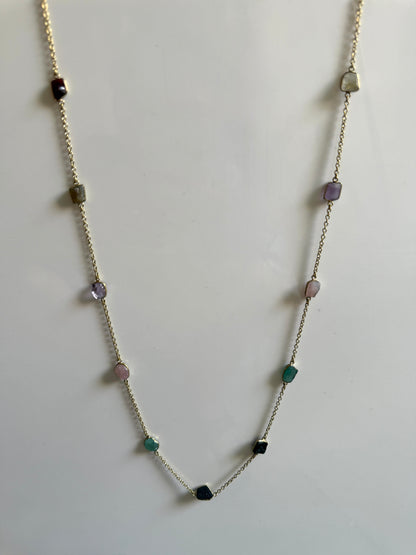 Naarya Jewels Gold / Multi Stone Gems Silver / Gold Trail Necklace (single /Multi color)