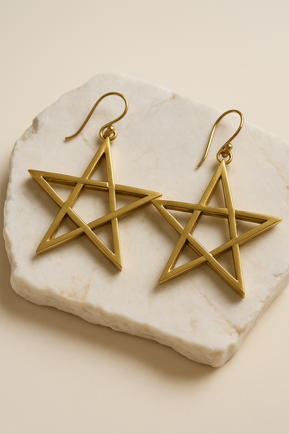 Star Dangles Brass Earrings