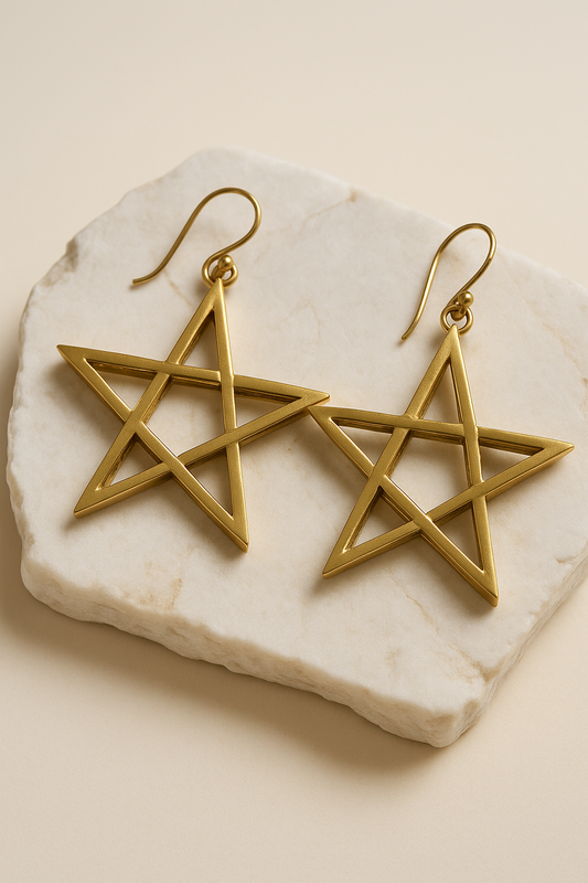 Star Dangles Brass Earrings