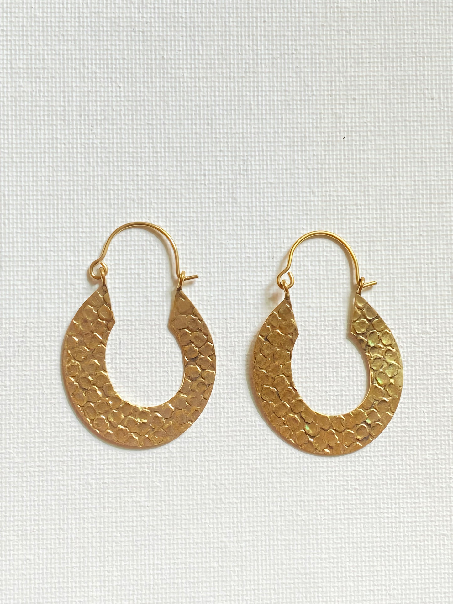 Embossed Oval Shaped Short Brass Earring (Anti Tarnish )