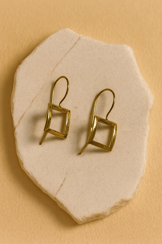 Golden Tilted Square Hoop Earrings
